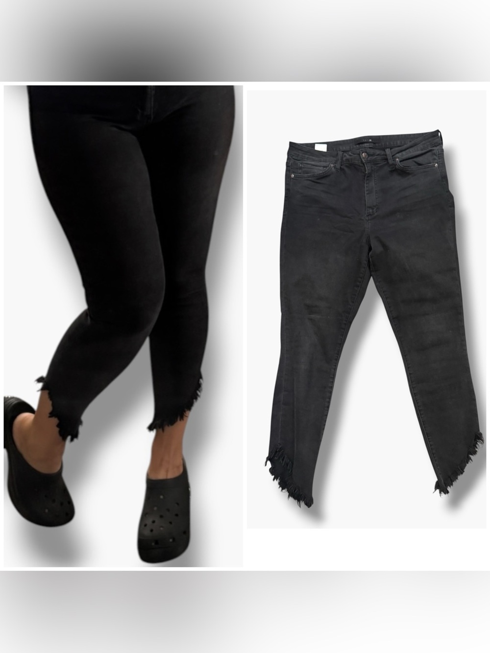 Joe's Jeans Black Ankle Crop with Frayed Hem, Size 32
